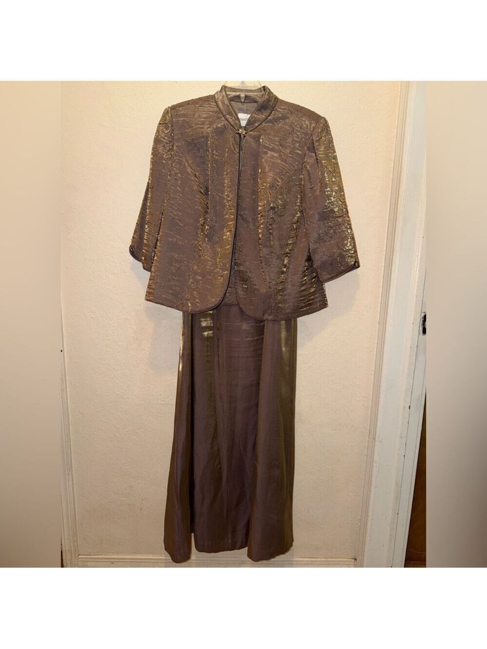 David's Bridal Dress and Jacket Mother of the Bride Groom Dress Bown Bronze - Picture 4 of 14